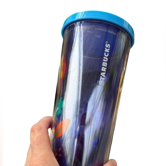 Starbucks Venti Cold Cup Tumbler Floral Clear Blue - Picture 5 of 7